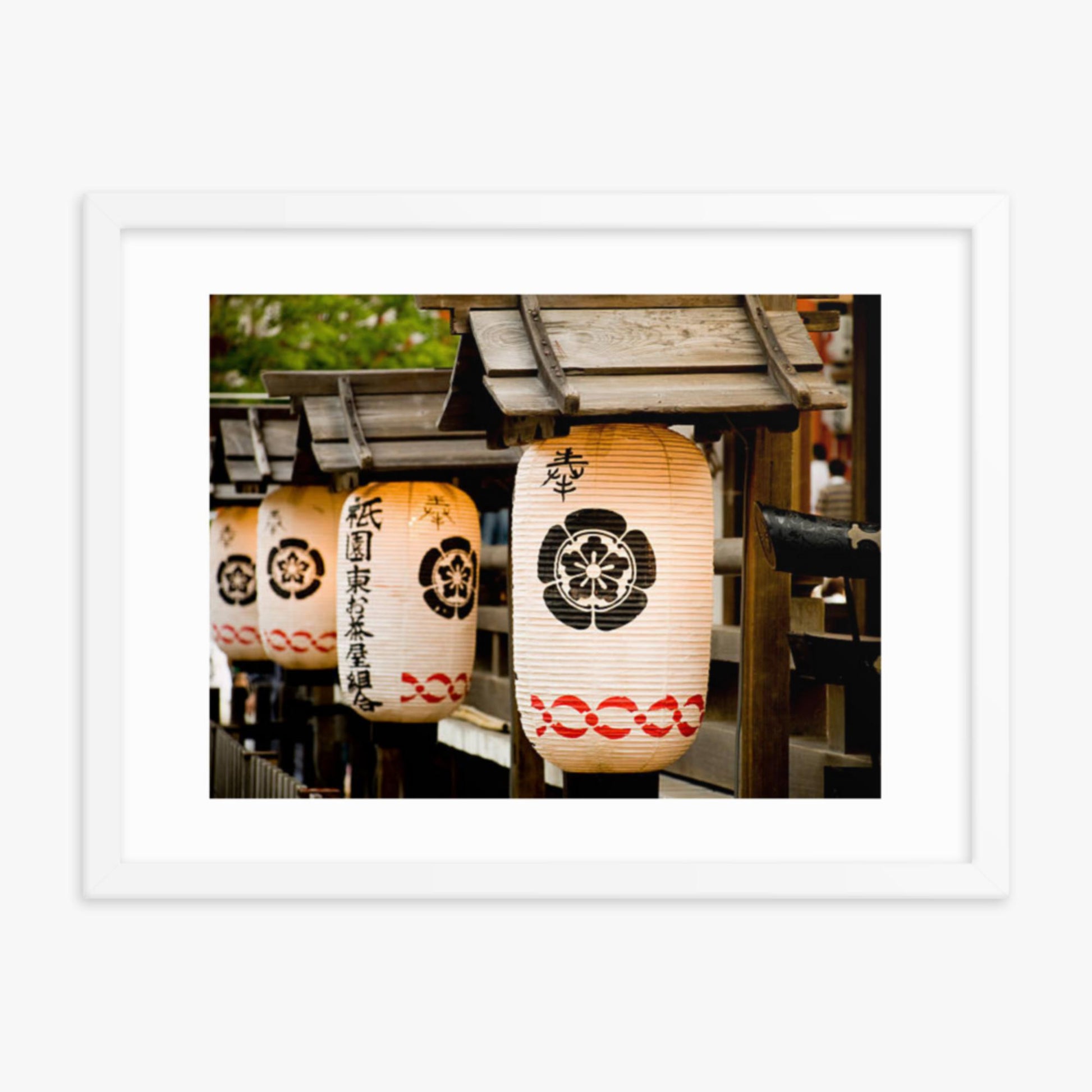 Japanese lanterns 18x24 in Poster With White Frame