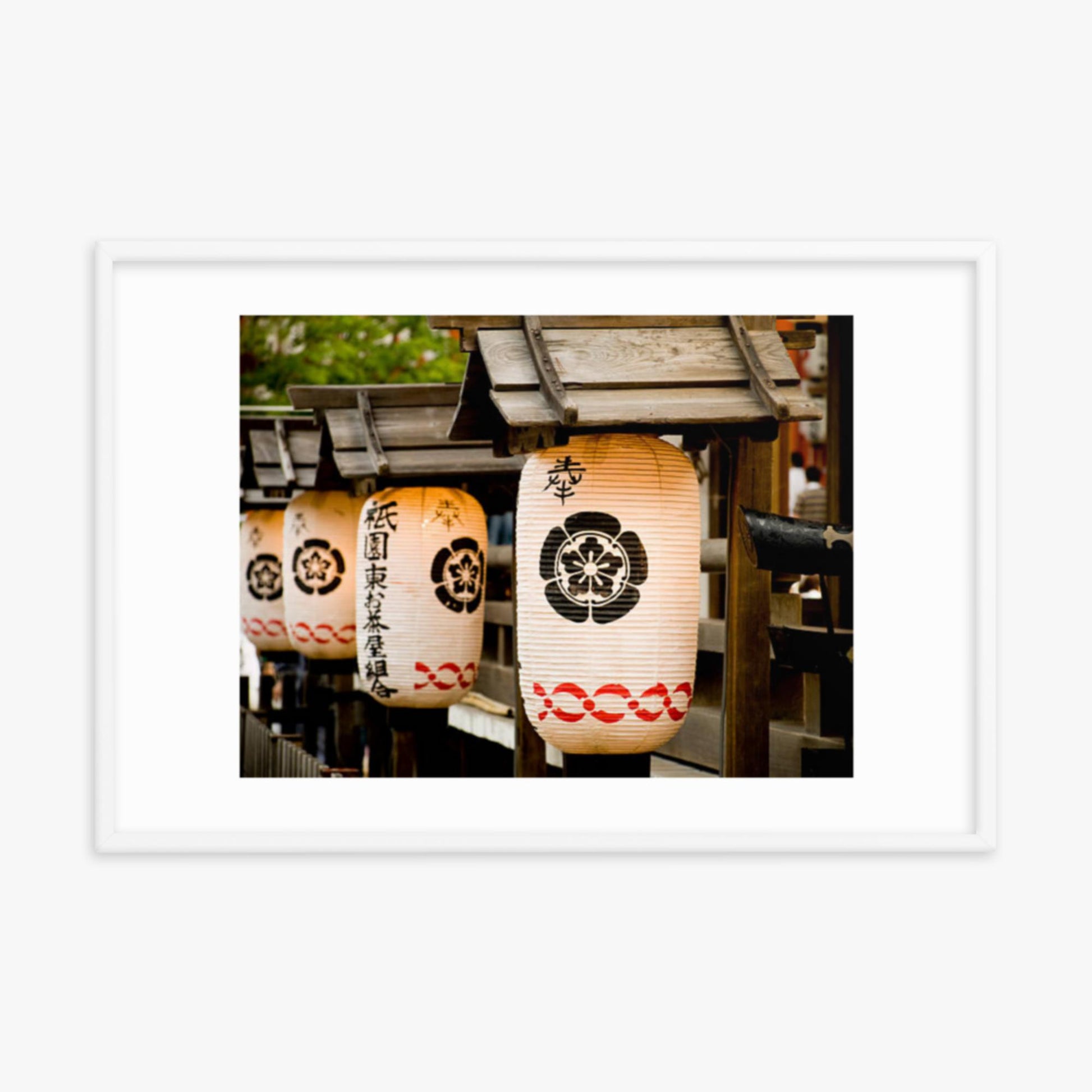 Japanese lanterns 24x36 in Poster With White Frame