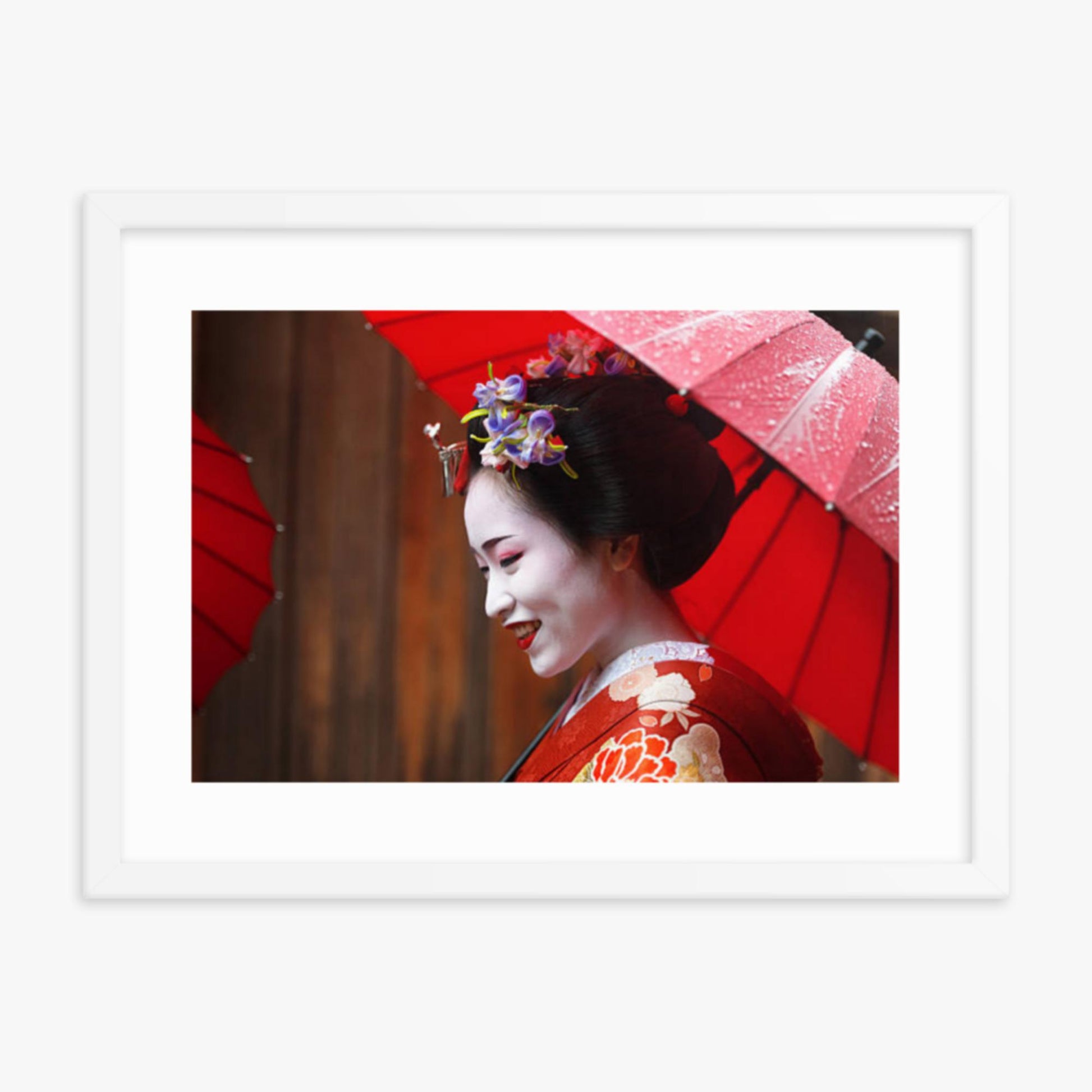 Maiko Girl 18x24 in Poster With White Frame