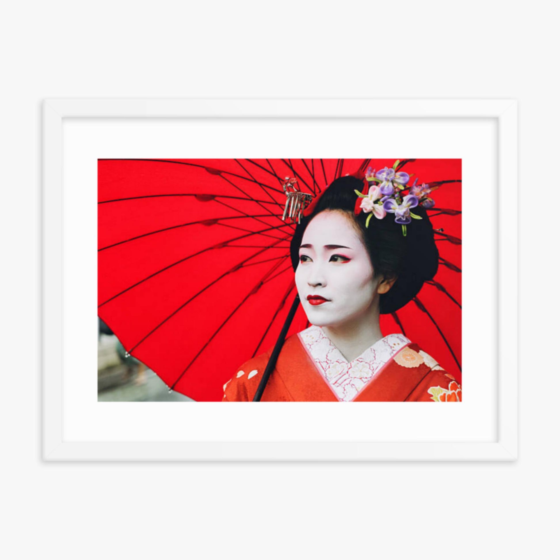 Maiko Girl Portrait 18x24 in Poster With White Frame