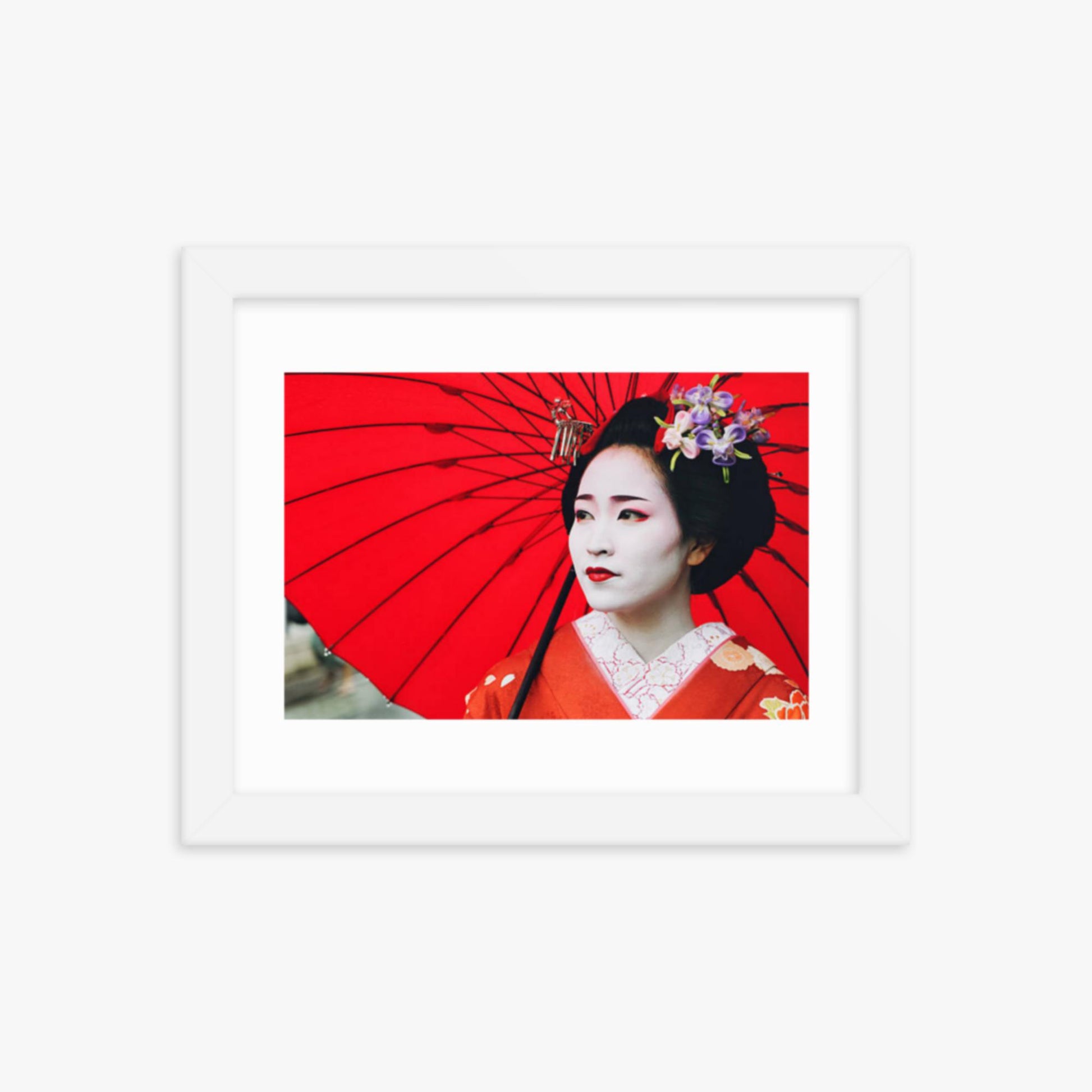 Maiko Girl Portrait 8x10 in Poster With White Frame