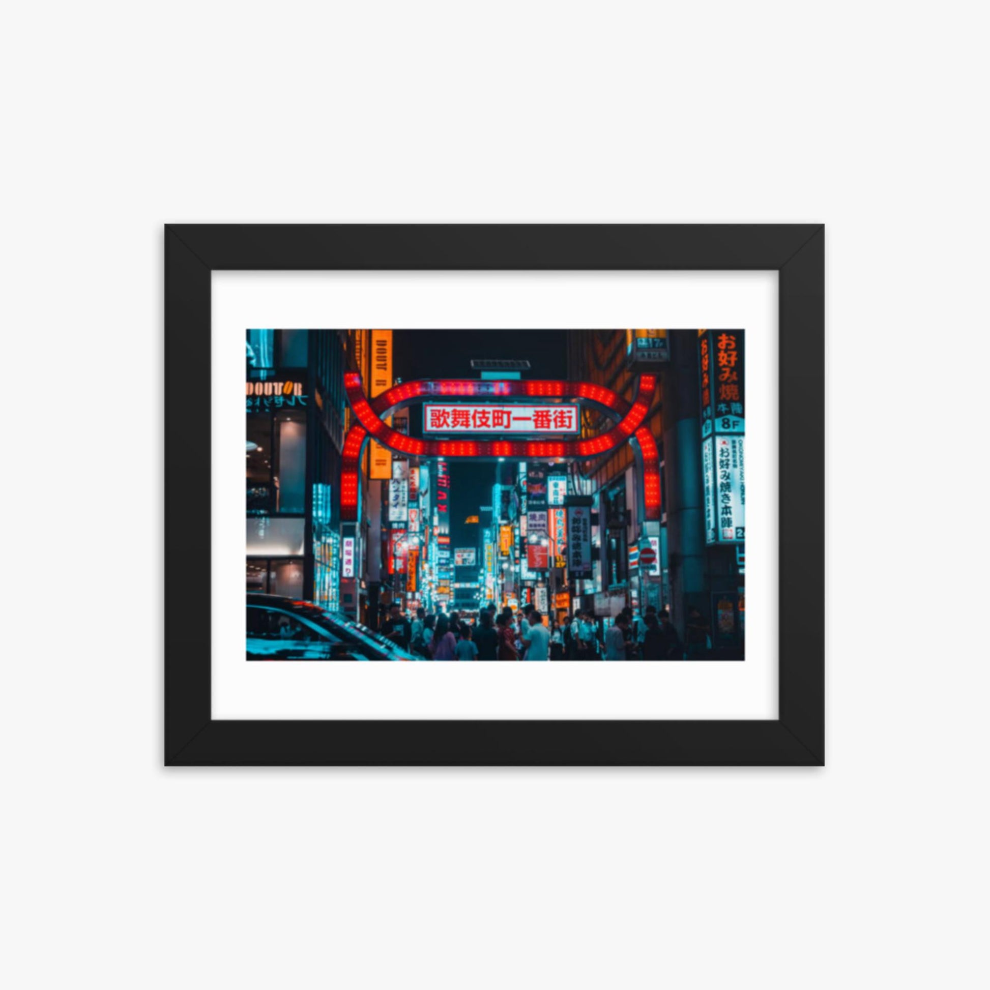 Kabukicho, Shinjuku at night 8x10 in Poster With Black Frame