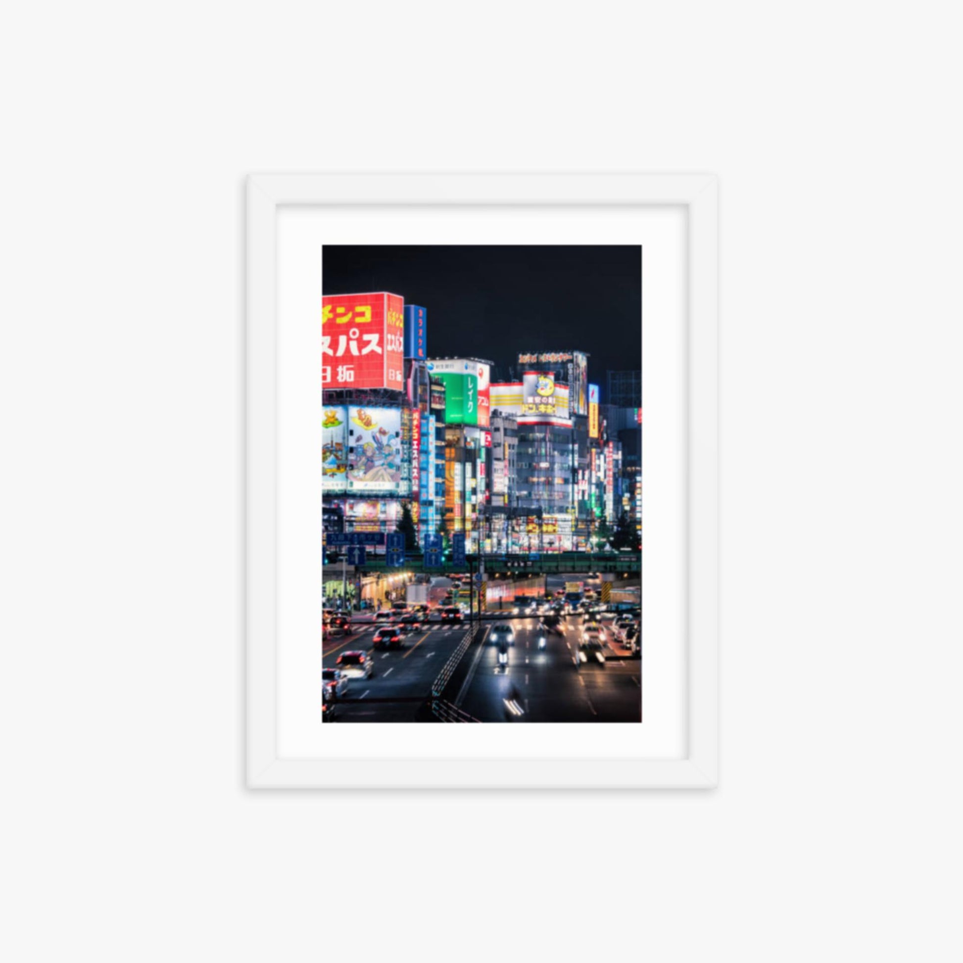 Shinjuku Streets at Night 12x16 in Poster With White Frame