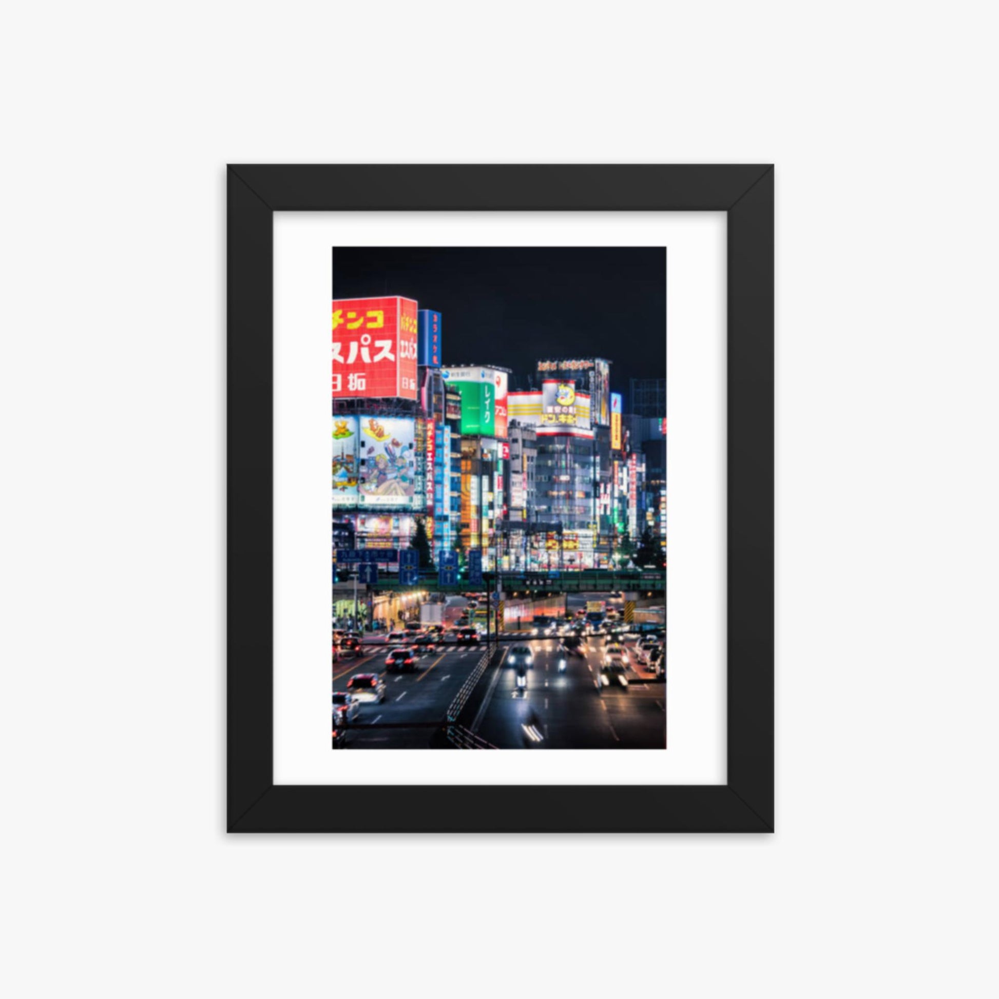 Shinjuku Streets at Night 8x10 in Poster With Black Frame