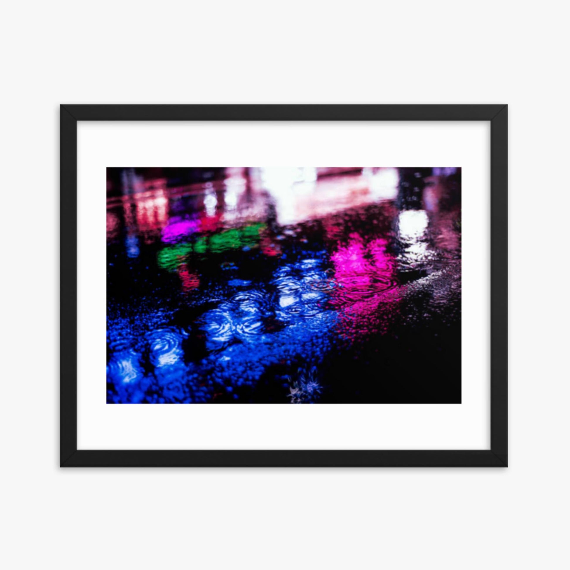 Rainy Night 16x20 in Poster With Black Frame