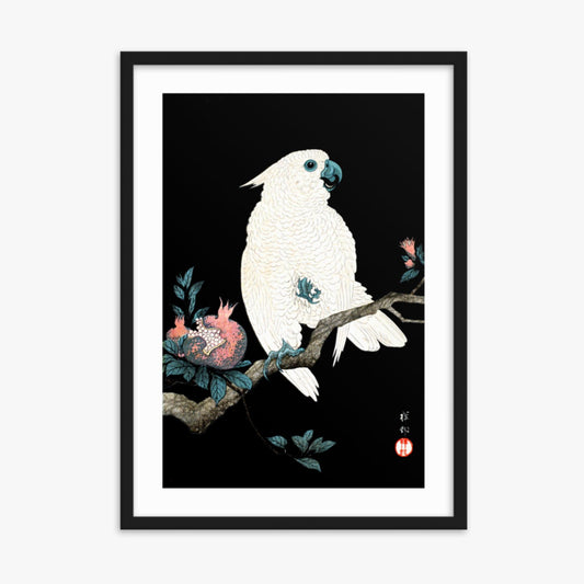 Ohara Koson - Cockatoo with Pomegranate 50x70 cm Poster With Black Frame