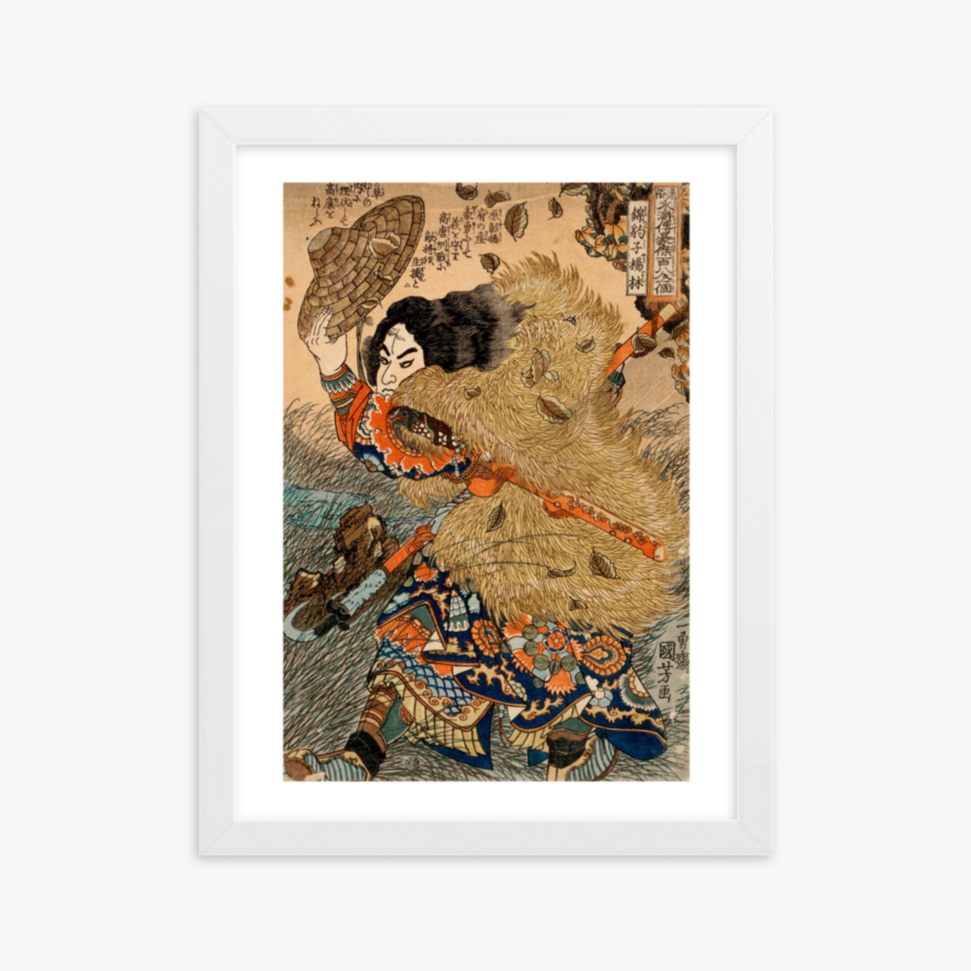 Utagawa Kuniyoshi - Kinhyoshi Yorin, Hero of the Suikoden 30x40 cm Poster With White Frame